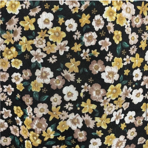 ASTR THE LABEL ~ Ximena Dark Ditsy Floral Faux Wrap Peplum Top in Black Mustard - Picture 4 of 13